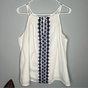 Susana Monaco White Sleeveless Embroidery Top